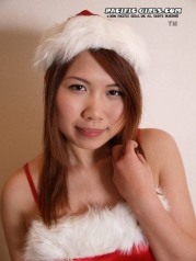 Santa asian girl parted red pussy