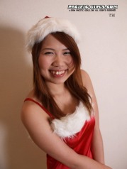 Santa asian girl parted red pussy