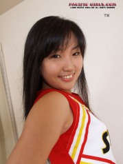 Asian Cheerleader in white panty