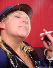 Blond Police Smoking Spreading Legs