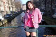 Teenie Showing Her Goods In Public In Middle Of Amsterdam
