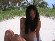 Super Gorgeous Asian Girl Having Fun In The Beach