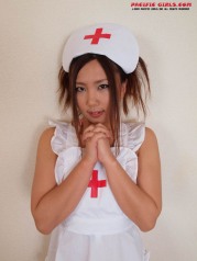 Sexy asian nurse in white panty