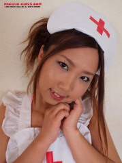 Sexy asian nurse in white panty