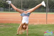 Sexy Teen Girl Doing Cartwheels In Skirt With No Panties